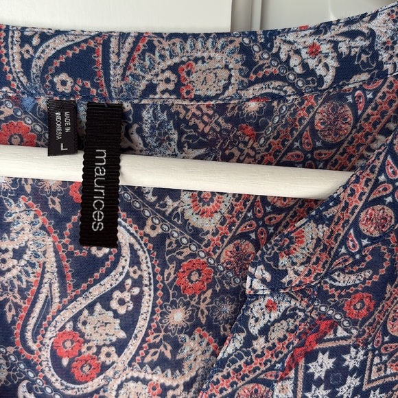 Maurices Paisley Print Blouse - Red and Blue - Picture 2 of 5